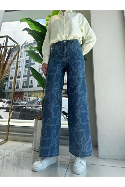 VÉLSA DESING Fiyonk Desenli Kadın Kot Pantolon