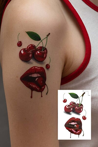 HEDİYEVİM Geçici Kiraz Ve Dudak Figürlü Mini Dövme Tattoo