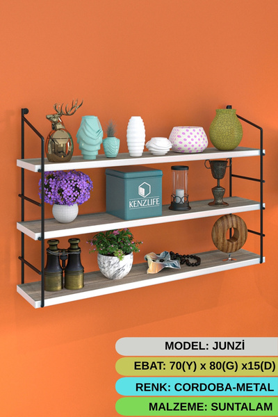 Kenzlife kitaplık junzi mat cordoba suntalam 070(Y)*80(G)*15(D)3 KATLI mutfak...