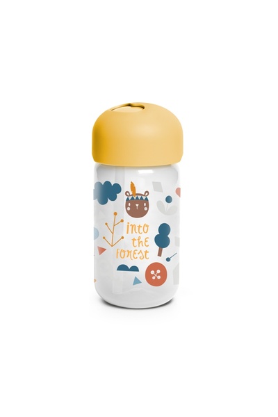 Suavinex Water bottle with straw included, 340 ml, yellow, Forest,