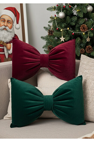 FARCY Set de 2 perne decorative cu aspect de fundă de catifea cu tematică de Crăciun de Anul Nou (2 bucăți)