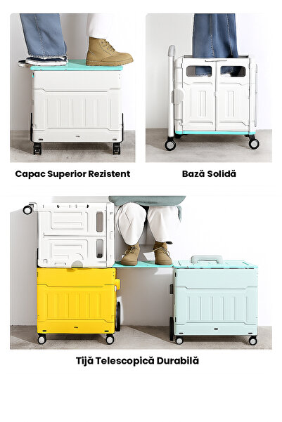 HHERESSY Foldable Shopping Trolley with Wheels, Ideal for Shopping, Beach, Camping and Fishing, Telescopic Ro