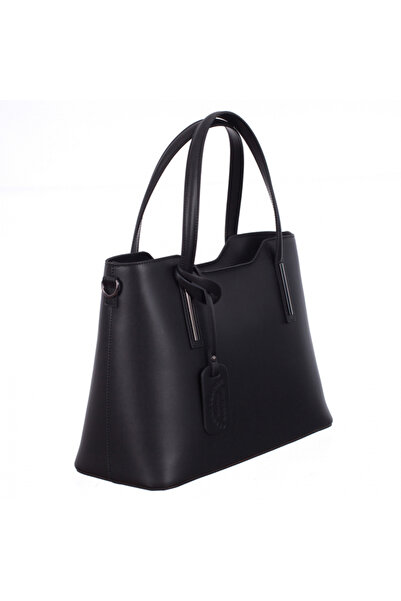 AZZURA Geantă Emma model mare, 100% piele, neagră