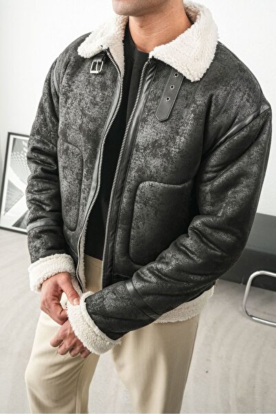 TÜZeMEN Colorful Fur Collar Belted Leather Coat