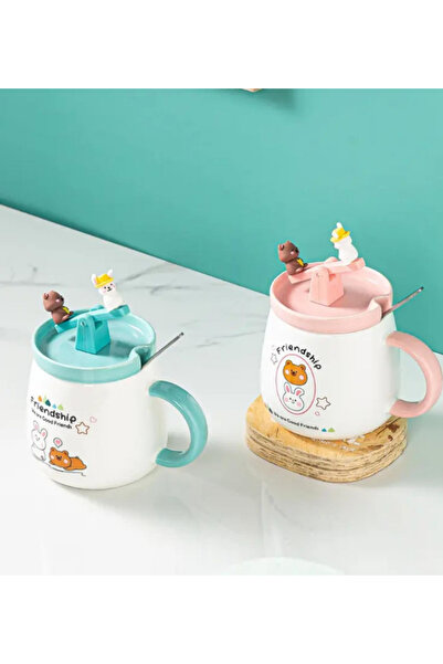 Dörtel Tedarik Cute Bear and Rabbit Seesaw Ceramic Mug 1967