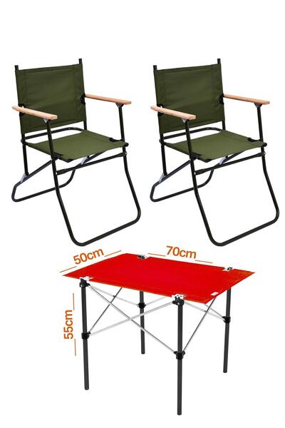 Exent 2 Adet 120 Kg kapasiteli Katlanır Kamp Sandalyesi ve 50x70 Kamp Masası ...
