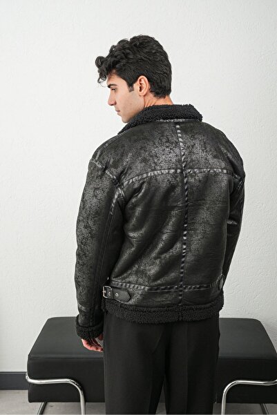 TÜZeMEN Colorful Fur Collar Belted Leather Coat