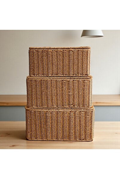 ELZEY HOME Декоративна правоъгълна кошница за организиране от ратан S 32X23 cm