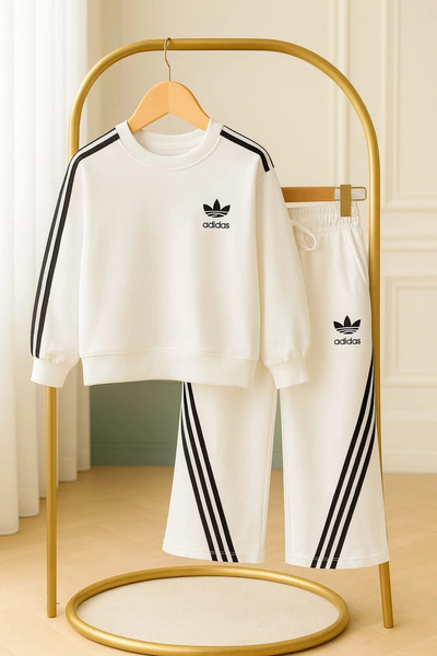 morpembej kadın erkek çocuk Striped Children's Tracksuit Set (Cotton Fabric)