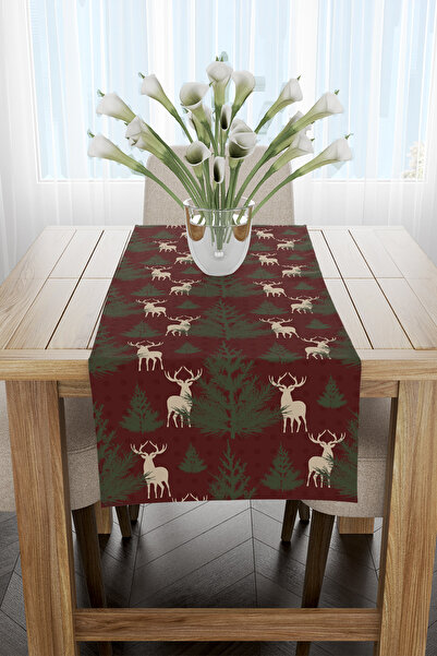 EsnafAli Runner cu model de pin și căprior roșu claret 40x140