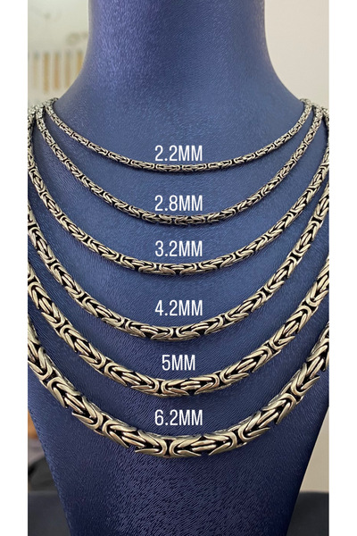 Kiriş Gümüş 925 Ayar Gümüş Yuvarlak Kral Modeli Erkek Gümüş Zincir-Kolye (5MM...