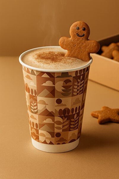 dandeliondesign Sonbahar Temalı Desenli Karton Bardak – 14 oz | Sıcak İçecek , Çift Katlı, Dayanıklı Bardak 5 Adet