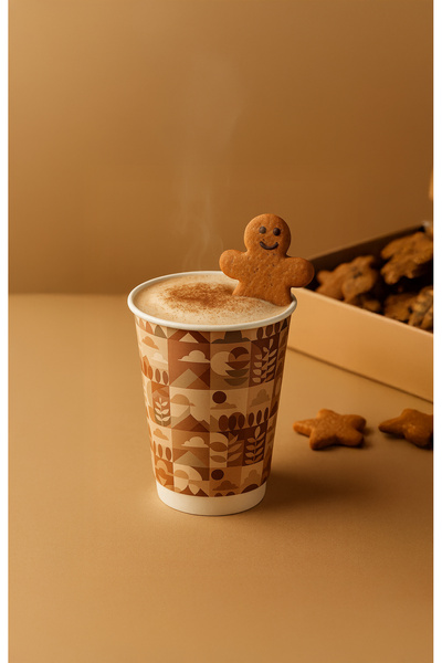 dandeliondesign Sonbahar Temalı Desenli Karton Bardak – 14 oz | Sıcak İçecek , Çift Katlı, Dayanıklı Bardak 5 Adet