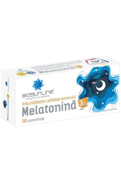 BioSunLine Supliment alimentar Melatonina 3 mg, BioSunLine, 30 comprimate
