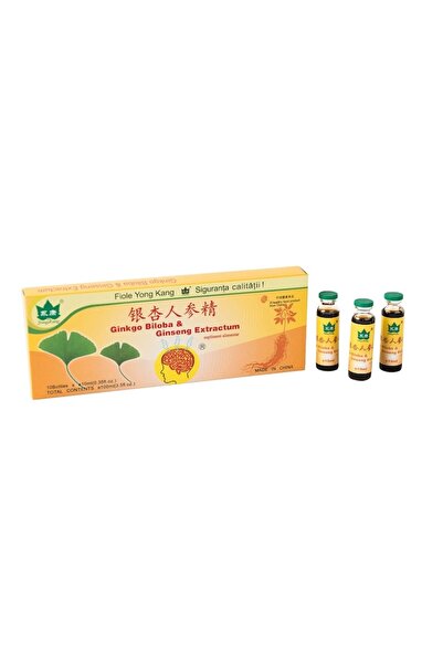 Yong Kang Ginkgo Biloba and Ginseng Extract Dietary Supplement, 10 ampoules