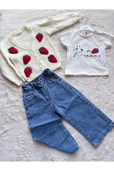 Pampal Knitwear Cardigan 3-Piece Set (Red Strawberry)