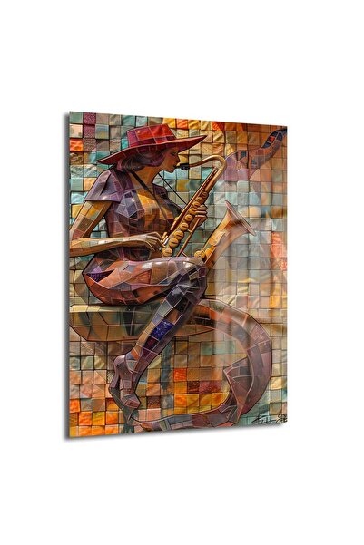 Musician Woman Glass Painting