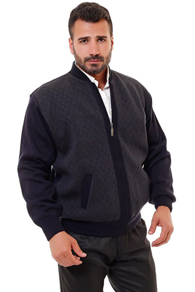 DostumGiyim Çelik Örgü Erkek Fermuarlı Battal Boy Triko Mont Baba