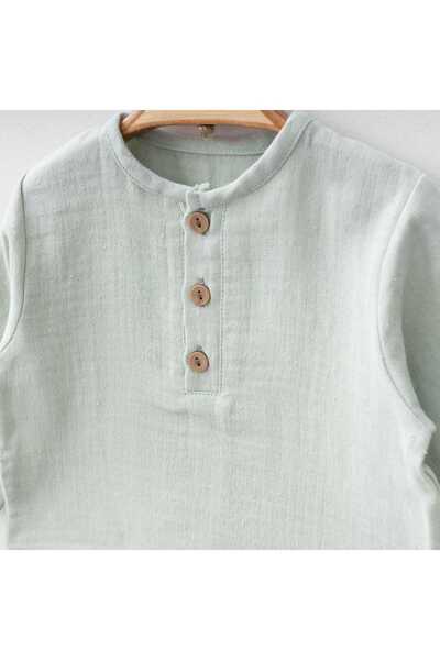 Tly Home Textiles Baby 2-Piece Set 100% Cotton Muslin Top and Linen Pants 6-24 Months Comfortable Daily Combination