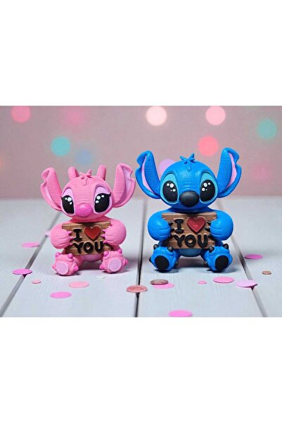 EFSeR ATÖLYE لعبة ديكور على شكل شخصية ستيتش وأنجل آي لوف يو