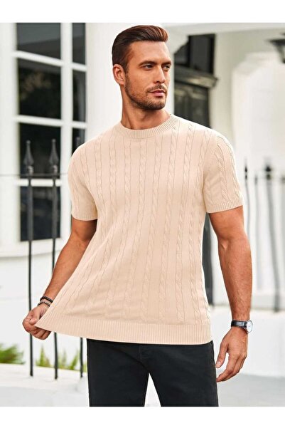 youknitwear you Πλεκτό μπλουζάκι με λαιμόκοψη από 100% βαμβάκι