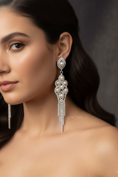 LIVOSH İNCİLİ TAŞLI ŞIK GECE KÜPESİ