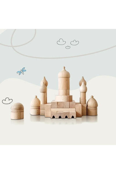 Masarra لعبة بناء خشب 55 قطعة