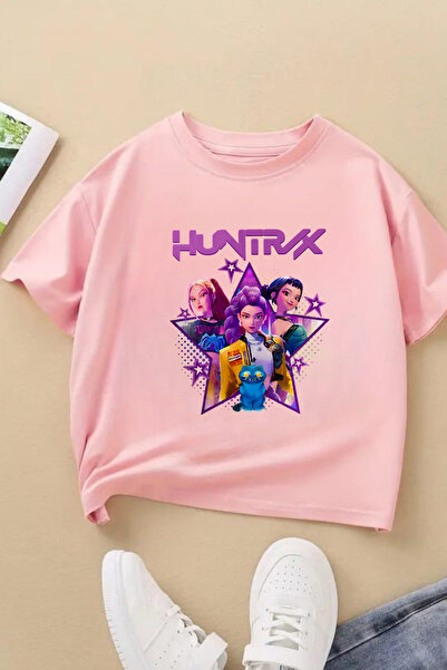 MECH BUTİK Μπλουζάκι για κορίτσια Huntrix με τύπωμα Ροζ