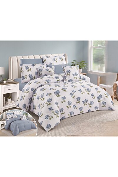 NAJMA مفرش نفرين مشجر قطن 100% وجهين 8 قطع مقاس يناسب سرير مقاس 200*200