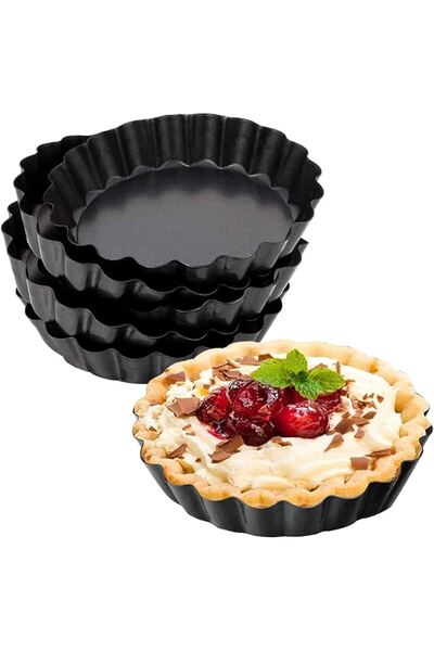 cc bin shihon 4-piece non-stick small 8 cm scalloped cake tart pan with removable base