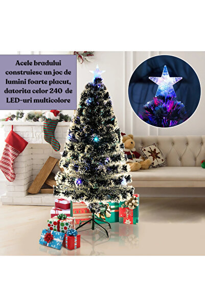 HYT Artificial Christmas Tree 210 cm, RGB LEDs, Fiber Optic, Green