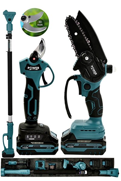POWER BLACK 3 lü set tek lazer kesim kutuda 2 pala 2 zincir 2 batarya 18 V