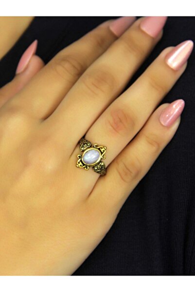 esha Natural Stone Moonstone Natural Stone Antique Model Women's Adjustable Ring Euy78Ay