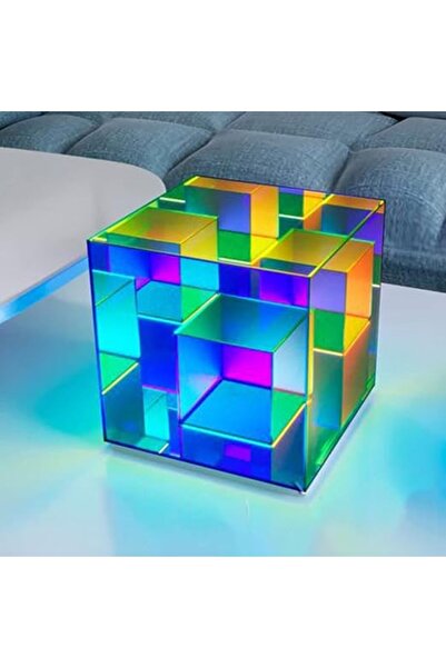 ZCGX Colorful Acrylic 3D LED Crystal Cube Table Lamp (30cm/11.8in)