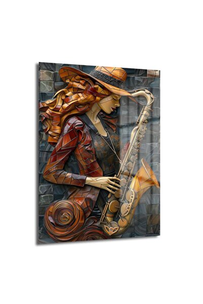 Musician Woman Glass Painting