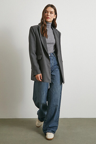 Never more Yüksek Bel Beş Cepli Regular Fit Jean Lacivert