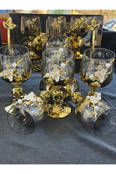 pırıltı home 6 ADET BRONŞLU TİTANYUM KAPLAMA KAHVE YANI KADEH 150ml