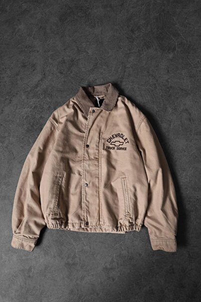 Slatra Чоловіча бежева куртка-бомбер з вишивкою