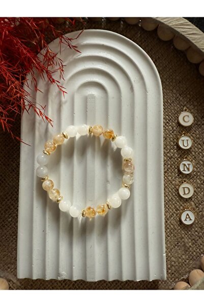 Cunda Takı Sitrin Ay Taşı Doğal Taş Bileklik