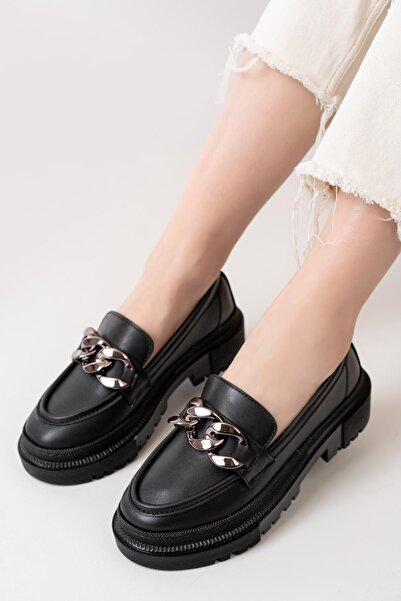 asmi shoes Дамски обувки Somo от черна кожа с дебела катарама, черни