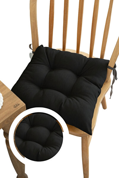 LemonBloom Premium Pofidik 8'li Sandalye Minderi 40x40 cm Özel Dikişli Puntolu Bağcıklı Konforlu Oturma Minderi