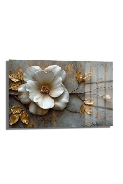 Gold Flower Glass Painting