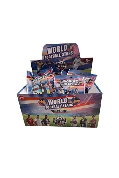 OEM Box with 24 Football Stars World envelopes, figurine and surprise cards, 7 cm, 3 years+