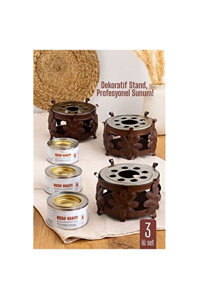 ModaCar 3 lü SET Dekoratif Metal Osmanlı Ocağı ve Reşo Yakıtı - Isıtmalı Sunu...