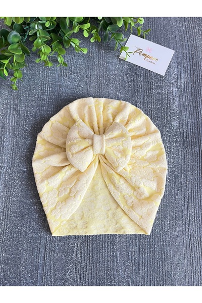 pempem bandana Baby Girl Bow Detailed Knitwear Bonnet