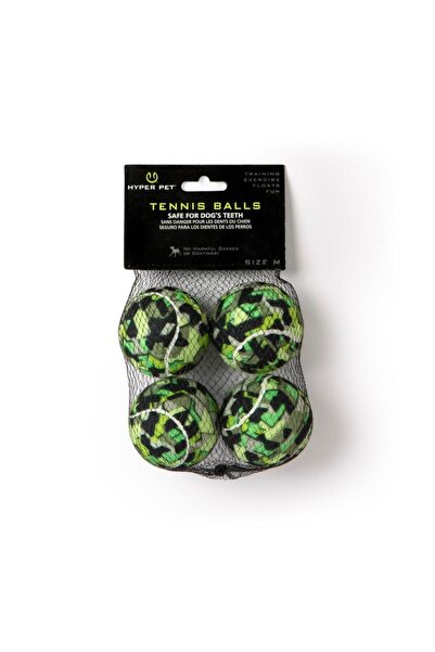 Hyper Pet 4 كرات تنس مموهة خضراء مقاس متوسط ​​6.5 سم