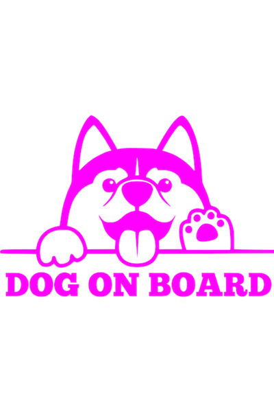 Oracal Car sticker "Dog on board", 22x15cm, pink