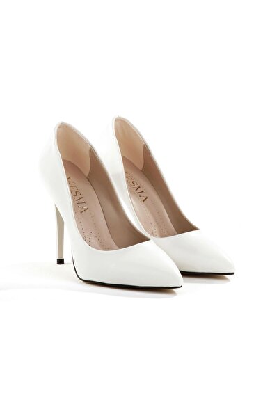 Y ESMA Stiletto White Leather Pointed Closed Toe 11 cm High Thin Heel New Season