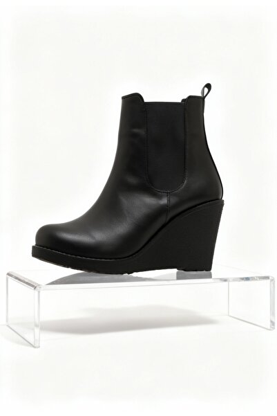 guijarro Lüks Kadın Krep Taban Lastikli ve Fermuarlı Dolgu Topuk Bot & Bootie Chelsea Stili Bilek Boy