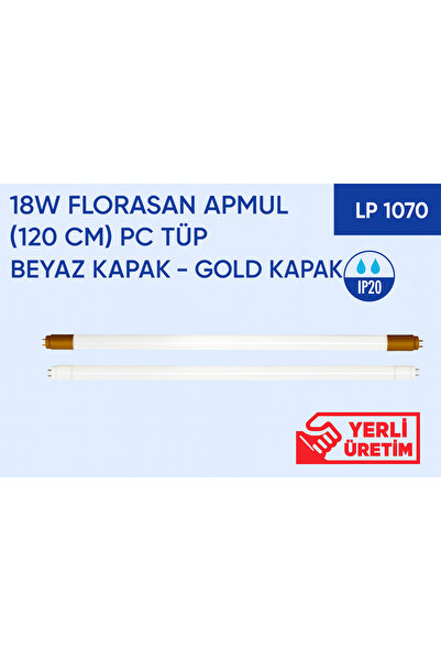 Lampist 18W 120CM LED FLORESAN AMPUL 6500K ÇİFT GİRİŞLİ (GOLD KAPAK)